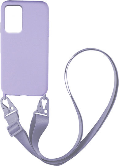 Sonique Carryhang Liquid Strap Umschlag Rückseite Silikon 0.5mm mit Band Flieder (Galaxy A33 5G)