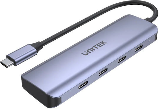 Unitek USB-Hub 4 Anschlüsse USB 3.0 mit USB-C Verbindung Grau