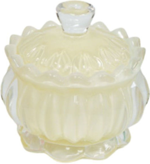 Faitakis Pack Vintage Glass Sweet Jar with Lid Cream 8x8cm