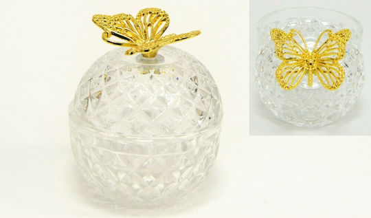 Faitakis Pack Vintage Φοντανιέρα Γυάλινη με Καπάκι 8x8x10.5cm Διάφανη
