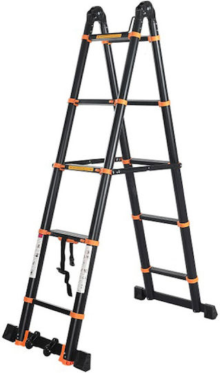 Teleskopische Leiter Aluminium 10 Stufen mit maximaler Höhe 4.1m