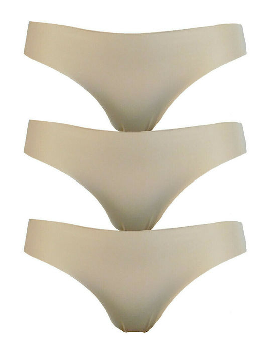 CottonHill Damen Brasilien 3Pack Nahtlos Beige