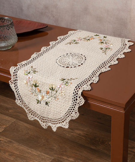 Silk Fashion Runner Cotton Knitted 3509 Oval Ecru 40x90cm