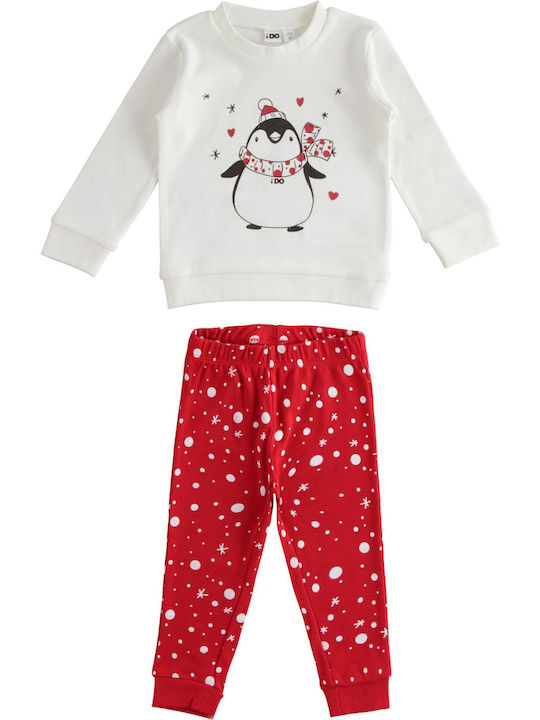 iDO Set Top & Bottom Kids Winter Cotton Pyjamas White 4