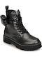Leaca Leather Kids Boots with Zipper Black