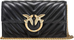 Pinko Love Wallet Chevron Γυναικεία Flap Bag 'Ωμου Μαύρη