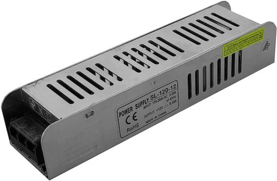 Avide ABLSPS12V-120W-IP20-S Τροφοδοτικό LED IP20 Ισχύος 120W με Τάση Εξόδου 12V