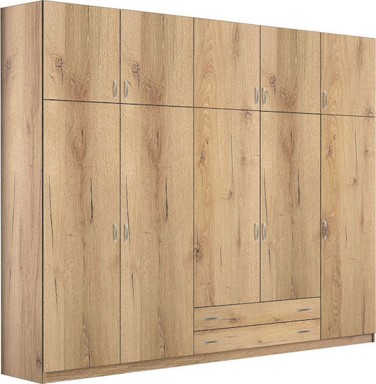 Economy Πεντάφυλλη Ντουλάπα με Πατάρι Μελι 252x60x233cm
