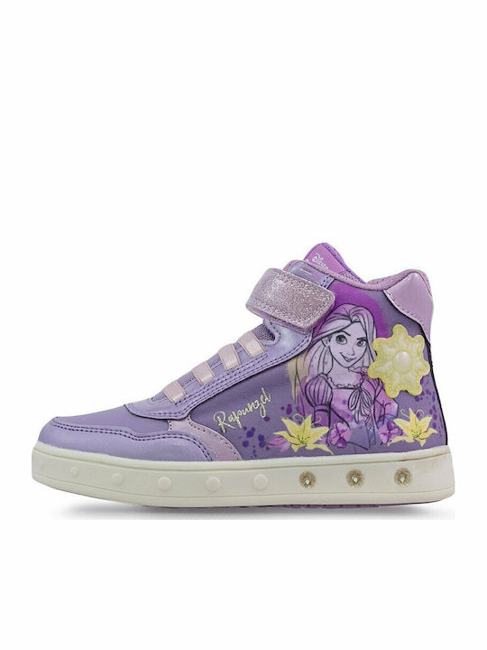 J SKYLIN Παιδικά Sneakers High Ανατομικά με Σκρατς & Φωτάκια Μωβ