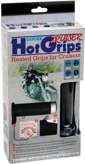 Oxford Heated Motorcycle Handlebars Hotgrips Cruiser in Black color
