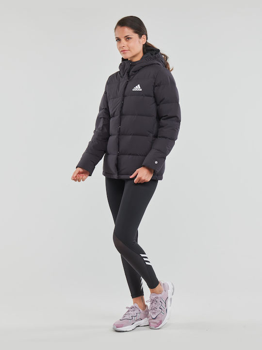 Adidas Helionic Κοντό Γυναικείο Puffer Μπουφάν για Χειμώνα Μαύρο