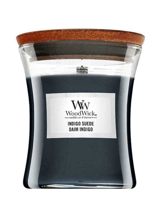 WoodWick Scented Candle Jar with Scent Indigo Suede Blue 85gr 1pcs