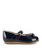 Kids Patent Leather Ballerinas with Hoop & Loop Closure Navy Blue