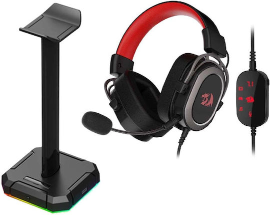 Redragon HHA1 2in1 Over Ear Gaming Headset με σύνδεση USB Κόκκινο