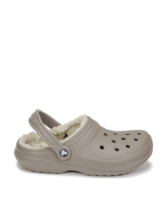 Crocs Classic Fuzz Lined Σαμπό με Γούνα Μπεζ