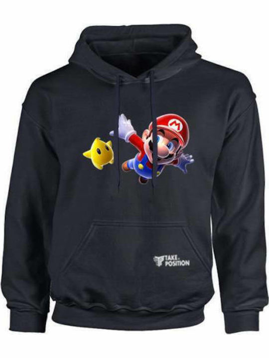 Fleece Kinder-Sweatshirt mit Kapuze und Taschen Schwarz
