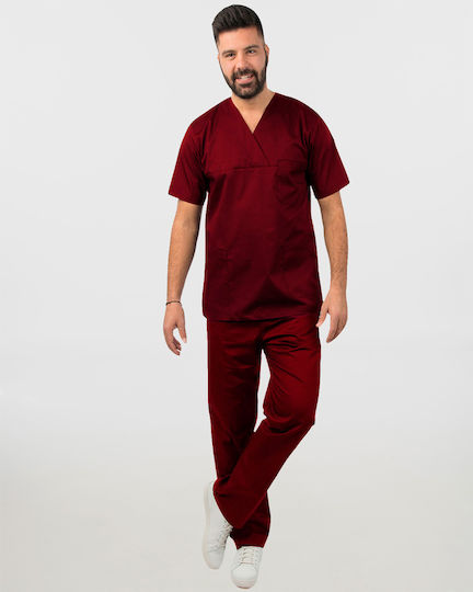 Ayo Kane Unisex Burgundy Pants & Blouse Set Cotton and Polyester