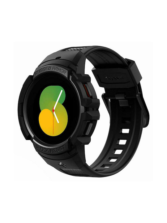 Spigen Rugged Armor Pro Silicone Case in Black color for Galaxy Watch 4 44mm