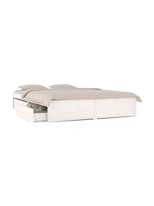 4FT Bett Halbdoppelbett Stauraum & Tische für Matratze 120x190cm