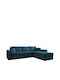 Cahabon Γωνιακός Καναπές Κρεβάτι με Αναστρέψιμη Γωνία & Αποθηκευτικό Χώρο Μπλε 250x180εκ.