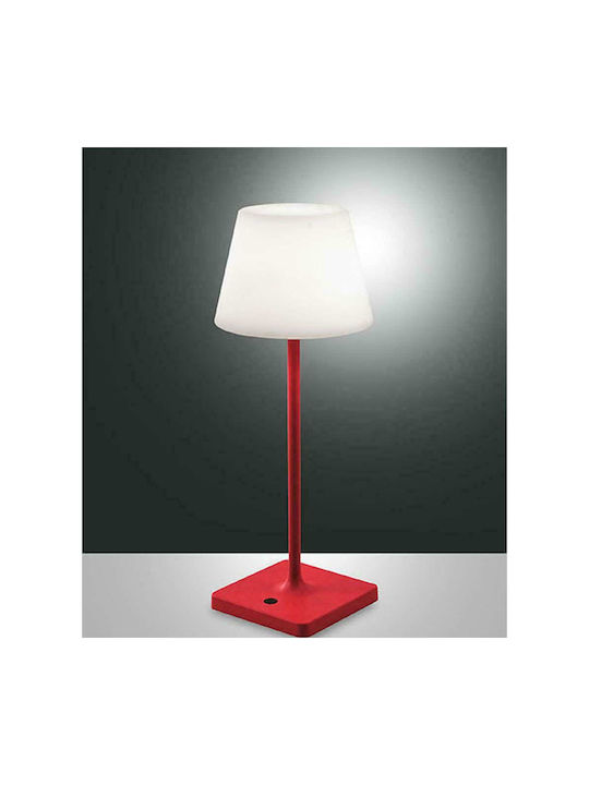 La Mia Luce Adam Metall Tischlampe LED mit Weiß Schirm und Rot Basis