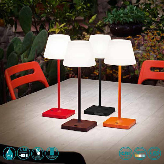 La Mia Luce Adam Metal Table Lamp LED with White Shade and Orange Base