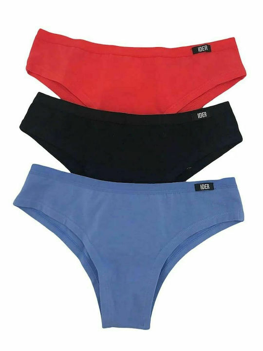 IDER Bumbac Femei Brazilia 3Pack Black/Coral/Jean