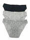 Βαμβακερά Γυναικεία Slip 3Pack Black/Animal/Grey Melange