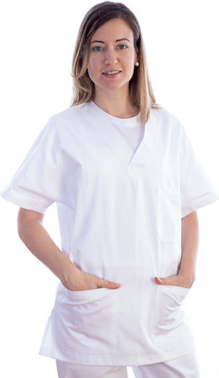 Gima Unisex Medizinische Bluse Weiß aus Baumwolle und Polyester