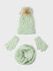 Kinder Mütze Set mit Handschuhe Gestrickt Grün