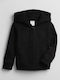 Kinder-Sweatshirtjacke Baumwolle mit Kapuze Schwarz
