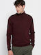 Funky Buddha Men's Long Sleeve Sweater Turtleneck Burgundy Melange