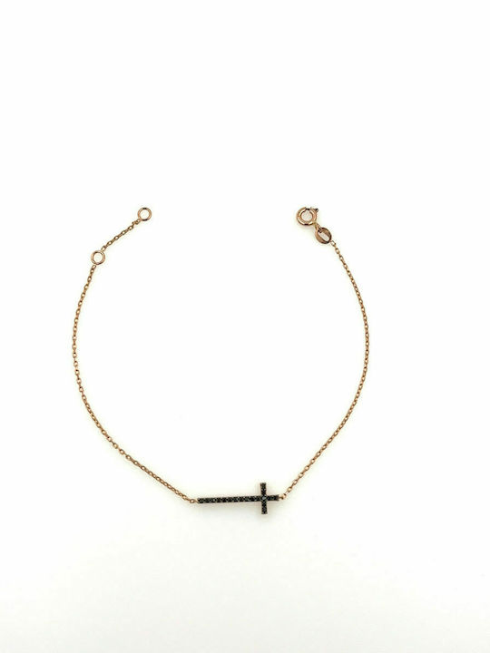 Rose Gold Bracelet with Cross 9K