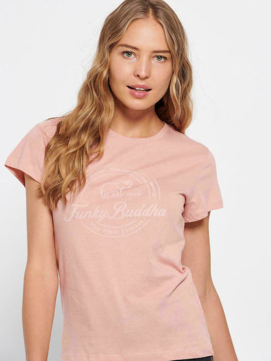 Funky Buddha FBL006-10404 Women's Short Sleeve Sport Blouse Ροζ FBL006-104-04-PINK