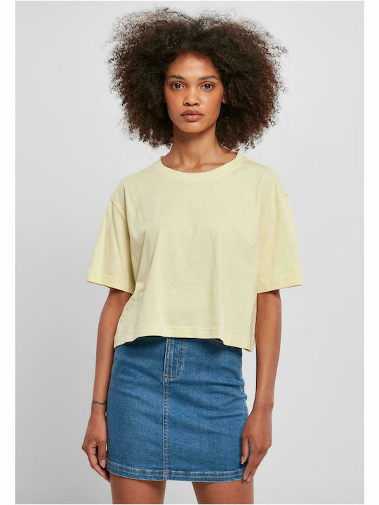 Urban Classics Women's Summer Crop Top Cotton Short Sleeve Lime