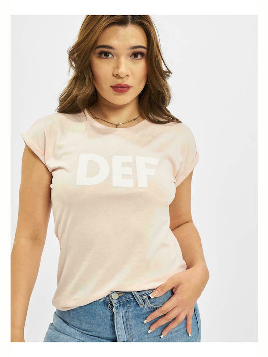 Def Γυναικείο T-shirt Ροζ με Στάμπα