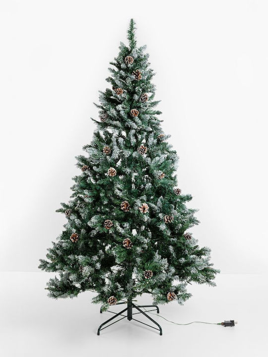 Christmas Tree Pine Snowy 180cm with 930 Branches and with LED Lighting
