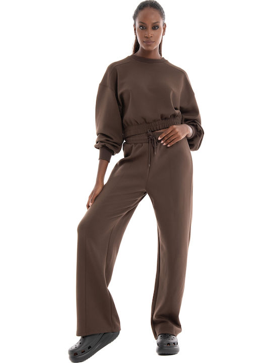 Only Gekürzt Damen Sweatshirt Dark Brown