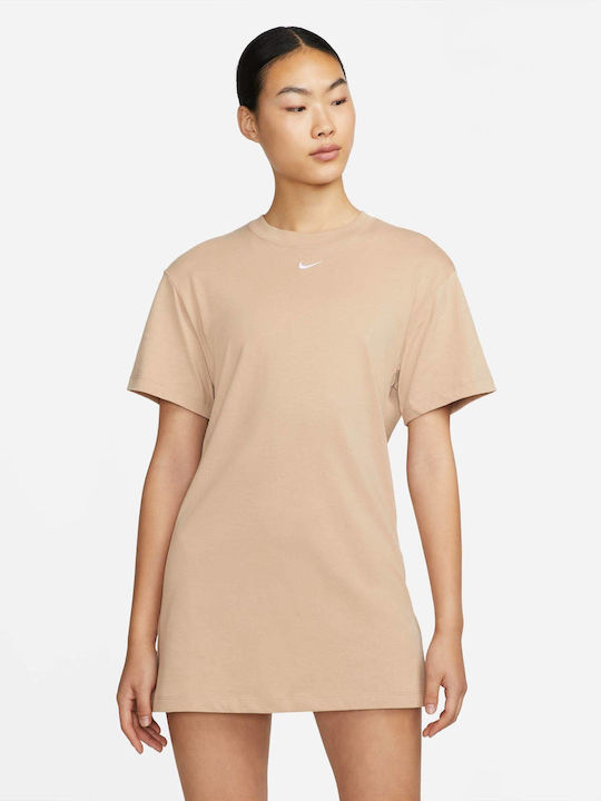 Nike Καλοκαιρινό Mini T-shirt Φόρεμα Μπεζ