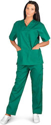 Be Unique M3 Unisex Set Pantaloni și Bluza Medicală Verde din Bumbac și Poliester