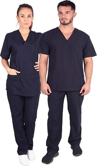 Be Unique M3 Unisex Hose & Bluse Set Marineblau aus Baumwolle und Polyester