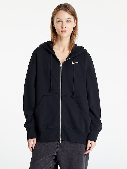 Nike Γυναικεία Ζακέτα Φούτερ με Κουκούλα Μαύρη