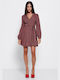 Funky Buddha Mini Kleid Burgundisch