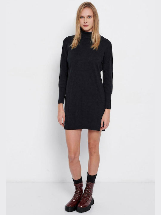 Funky Buddha Mini Dress Turtleneck Black