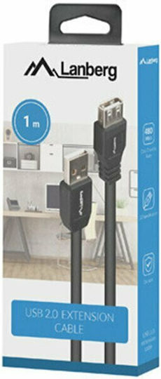 Lanberg 1m USB 2.0 Cable A-Male to A-Female (CA-USBE-15CU-0010-BK)
