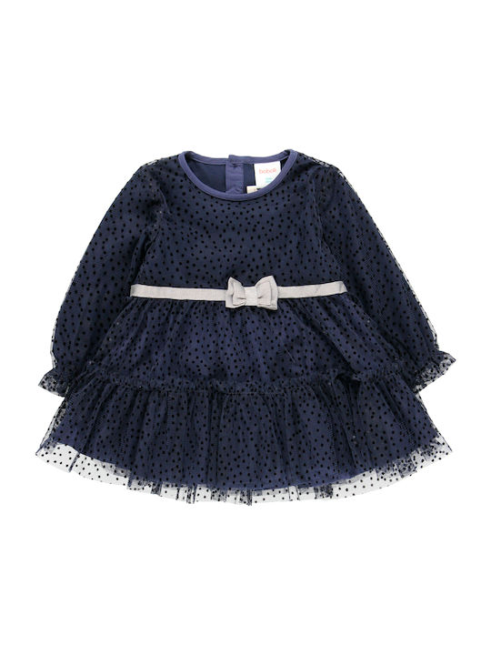 Boboli Παιδικό Φόρεμα Τούλινο Μακρυμάνικο Μπλε