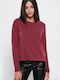 Funky Buddha Women's Athletic Blouse Long Sleeve Dark Cherry