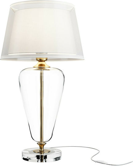 Maytoni Glass Table Lamp for Socket E27 with White Shade and Transparent Base