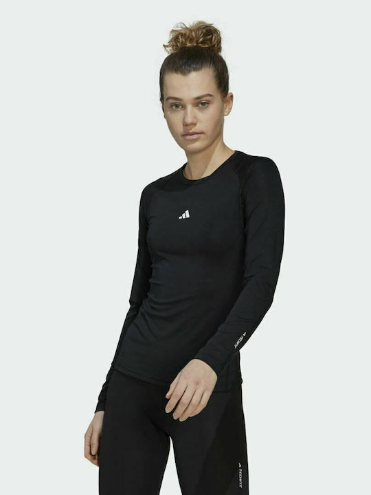 Adidas Μακρυμάνικη Γυναικεία Αθλητική Μπλούζα Μαύρη