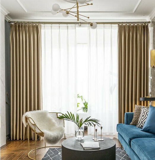 My Home Luxury Ταφτά Συσκότισης με Τρέσα Χρυσή 270x280εκ.